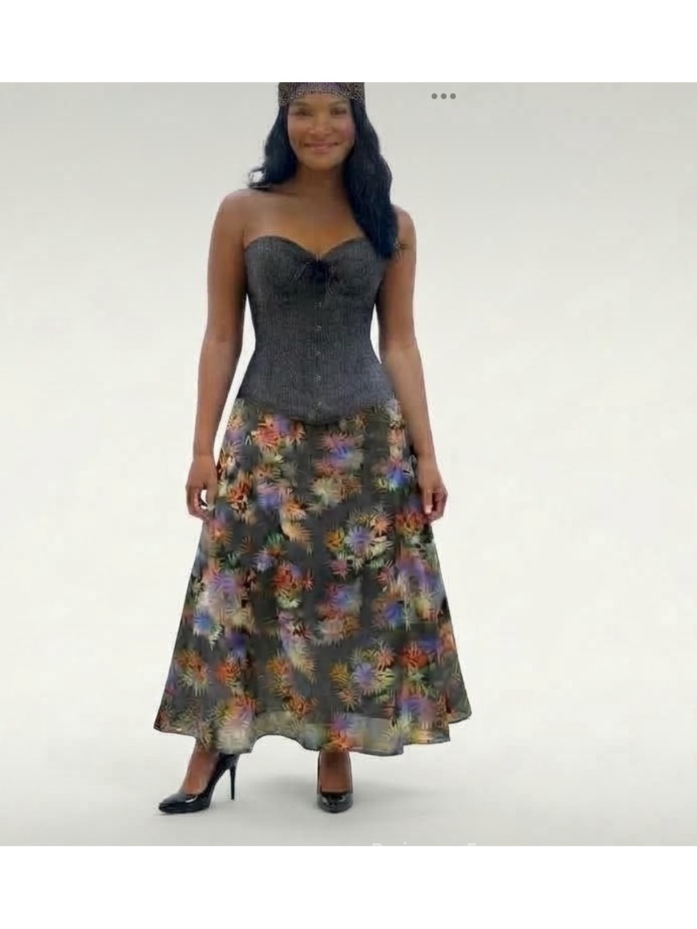 Karen Kane Vintage Black Floral Midi Wrap